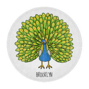 Fun bright bright peacock bird Illustration Schneidebrett