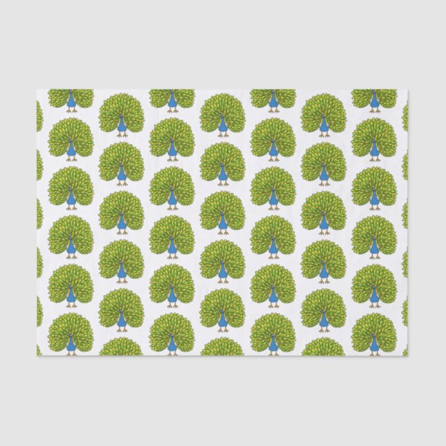 Fun bright bright peacock bird Illustration Seidenpapier (Vorderseite)