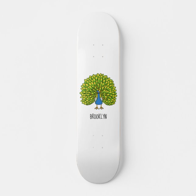 Fun bright bright peacock bird Illustration Skateboard (Vorne)