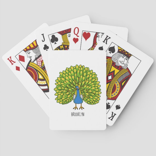 Fun bright bright peacock bird Illustration Spielkarten (Rückseite)