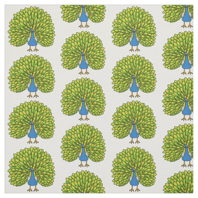 Fun bright bright peacock bird Illustration Stoff (Muster)