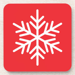 Fun Bright Christmas Red White Nordic Snowflake Getränkeuntersetzer