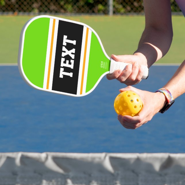 Fun Bright Citrus Limon Gelbe Schwarz-weiße Streif Pickleball Schläger (InSitu)