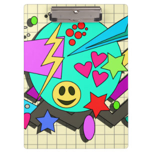 Fun Bright Comic Happy Pattern Retro Art Klemmbrett