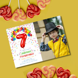 Fun Bright Confetti Balloons Foto 7. Geburtstag Einladung