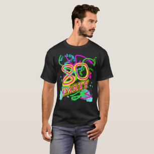 Fun Bright farbenfrohe Retro 80er Party Grafik T-Shirt