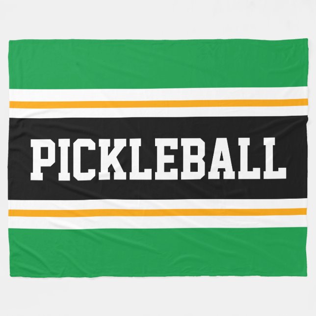 Fun Bright Green Black PICKLEBALL Racing Stripes Fleecedecke (Vorderseite (Horizontal))