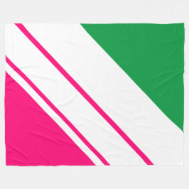 Fun Bright Green Candy Pink White Racing Streifen Fleecedecke