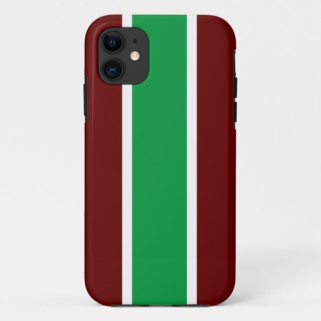 Fun Bright Green Dunkel Red White Stripes vertikal Case-Mate iPhone Hülle (Rückseite)