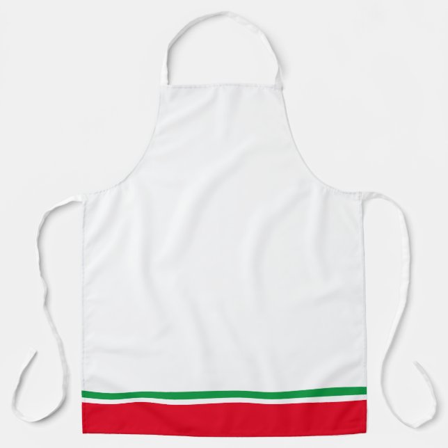 Fun Bright Green Hem Racing Streifen auf Weiß Schürze (Vorderseite)