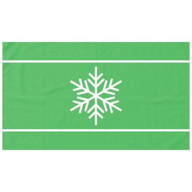 Fun Bright Green Nordic White Snowflake Streifen Tischdecke (Vorderseite (Horizontal))