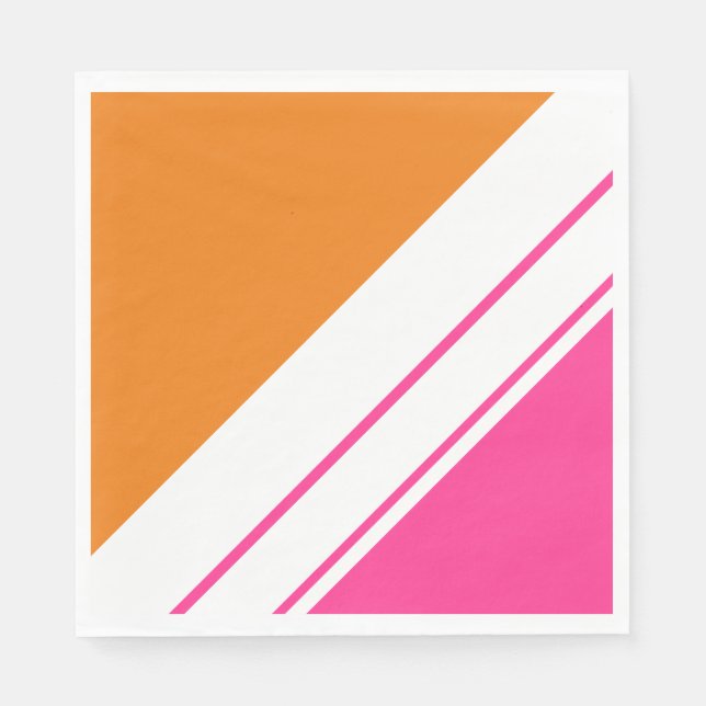 Fun Bright Hübsch Pink Orange White Racing Streife Serviette (Vorderseite)