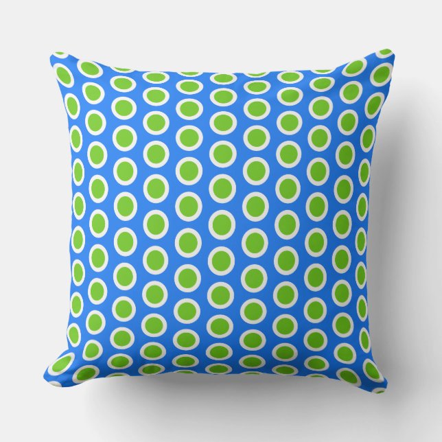 Fun Bright Lime Green Blue White Tile Art Muster Kissen (Vorderseite)