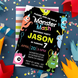 Fun Bright Monster Mash Geburtstagsparty Einladung