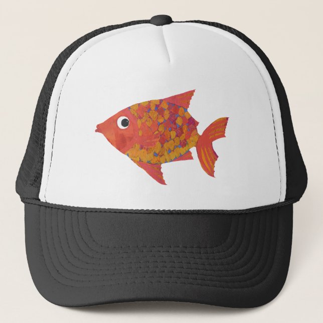 Fun Bright Orange Fish Black and White Trucker Cap Truckerkappe (Vorderseite)