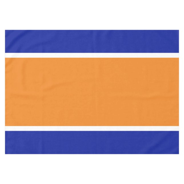 Fun Bright Orange White Royal Navy Blue Streifen Tischdecke (Vorderseite (Horizontal))