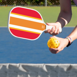 Fun Bright Orange White Yellow Red Racing Streifen Pickleball Schläger