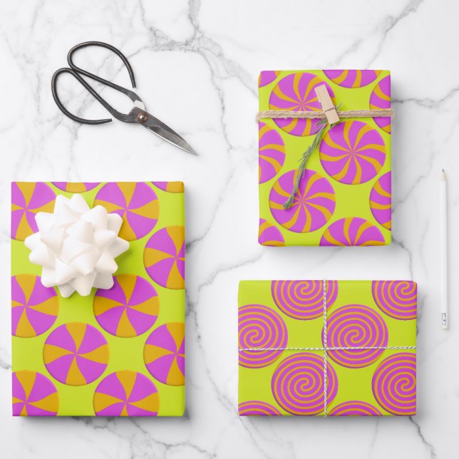Fun Bright Peppermint Wirbel Maximalistischer Weih Geschenkpapier Set (Vorderseite)