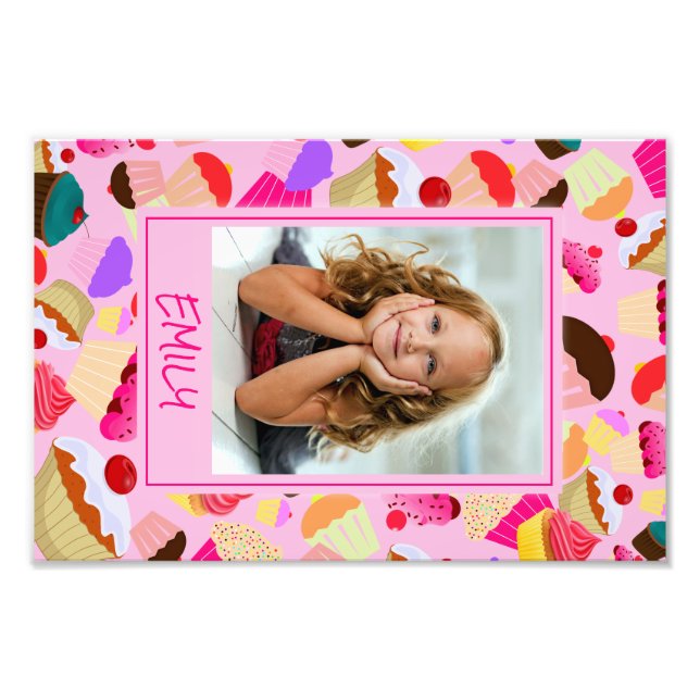 Fun Bright Pink Cupcake - Benutzerdefiniertes Foto (Vorne)