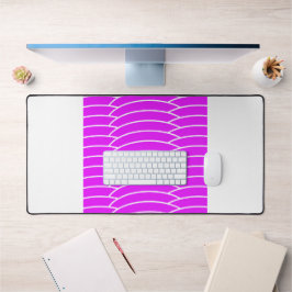 Fun Bright Pink geteerte Art Deco Waves Weiße Stre Schreibtischunterlage