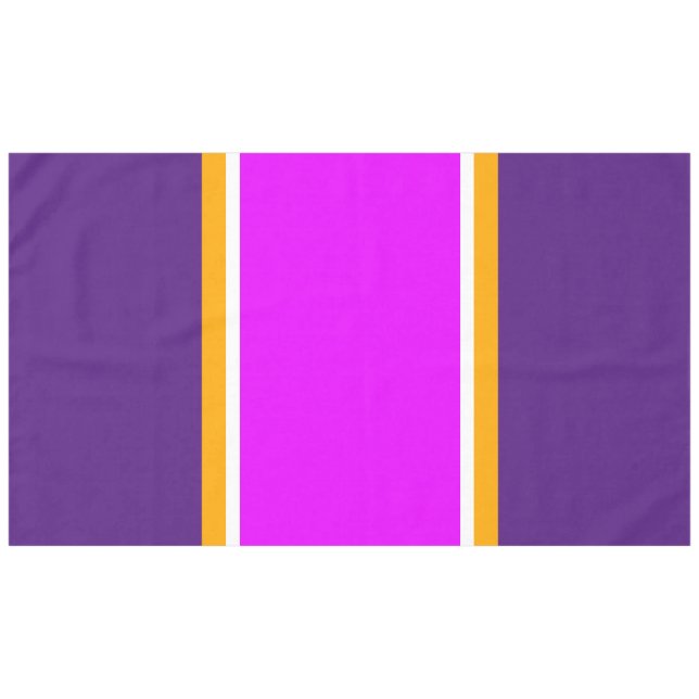 Fun Bright Pink Lila-gelb-weiße Streifen Tischdecke (Vorderseite (Horizontal))