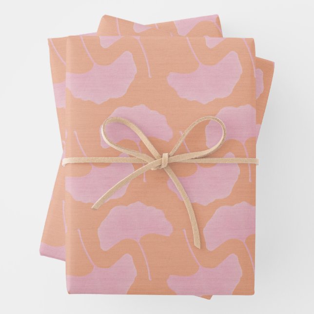 Fun Bright Pink & Orange Textured Gingko Blätter (Beispiel)