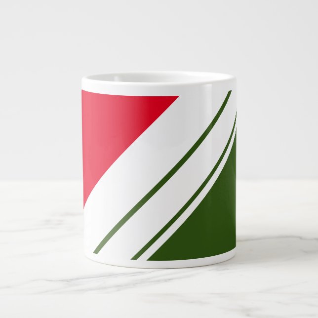 Fun Bright Red Forest Green White Racing Streifen Jumbo-Tasse (Vorderseite)