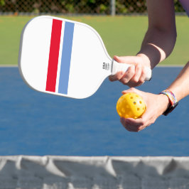 Fun Bright Red Light Blue Racing Streifen auf weiß Pickleball Schläger