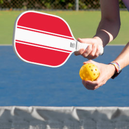 Fun Bright Red Slim White Vertikal Racing Streifen Pickleball Schläger