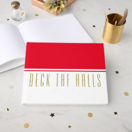 Fun Bright Red White Color Block "DECK THE HALLS" Gästebuch