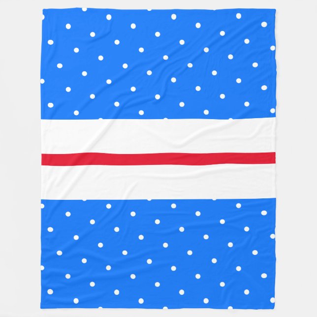 Fun Bright Red White Dotted Blue Racing Streifen Fleecedecke (Vorderseite)