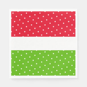 Fun Bright Red White Lime Green Stripes Polka Dots Serviette