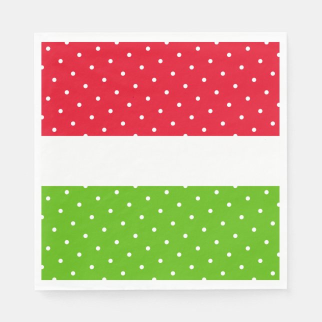 Fun Bright Red White Lime Green Stripes Polka Dots Serviette (Vorderseite)