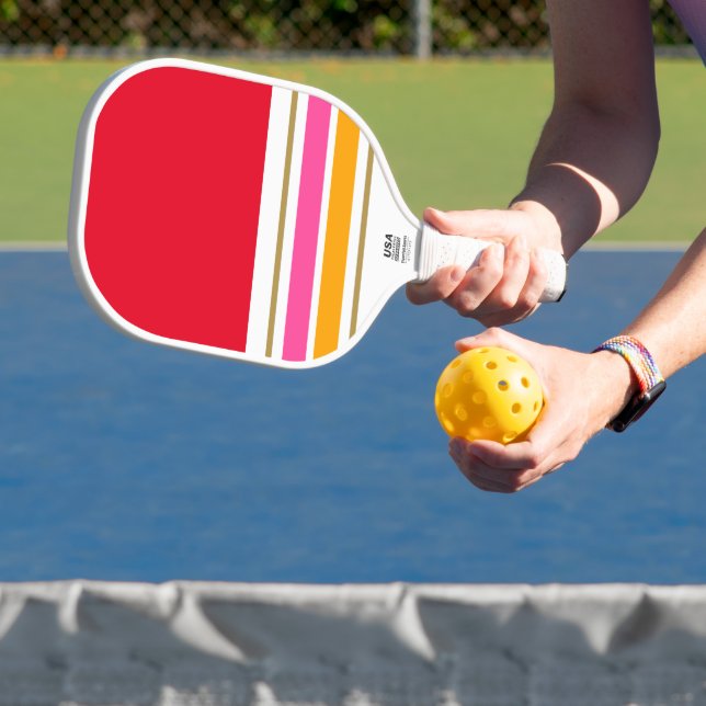 Fun Bright Red White Pink Gelb Rennstreifen Pickleball Schläger (InSitu)