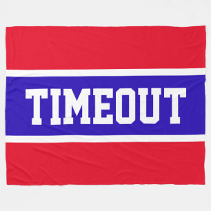 Fun Bright Red White Royal Blue Streifen "TIMEOUT" Fleecedecke