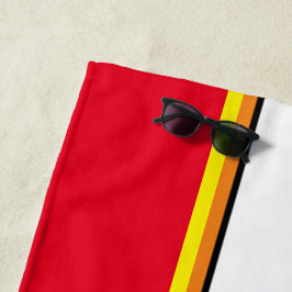 Fun Bright Red White Yellow Black Racing Streifen Strandtuch