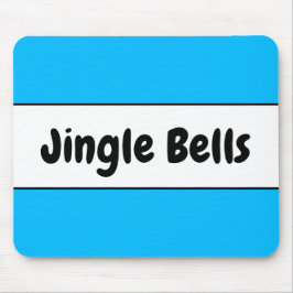 Fun Bright Sky Blue White Christmas Jingle Bells Mousepad