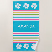 Fun Bright Strip Nautical Beach Handtuch