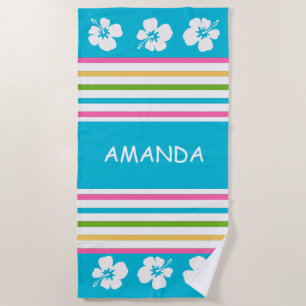 Fun Bright Strip Nautical Beach Handtuch