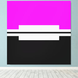 Fun Bright Tropical Pink Schwarz-weiße Farbblöcke Leinwanddruck