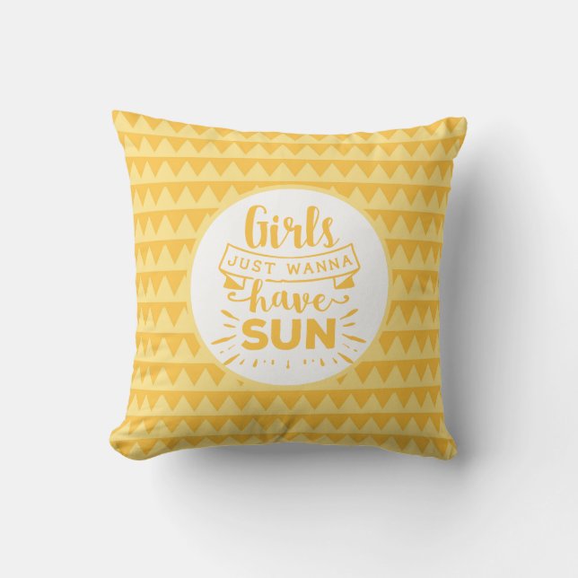 Fun Bright Yellow Summer Girls wollen einfach nur  Kissen (Vorderseite)