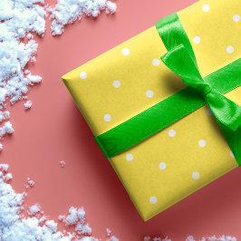 Fun Bright Yellow & White Polka Dot Pattern  Geschenkpapier