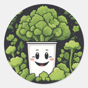 Fun Broccoli Gemüse Runder Aufkleber