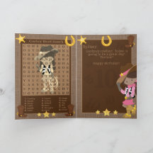 Fun Brown Girls Cowboy Word Suche glücklich Geburt
