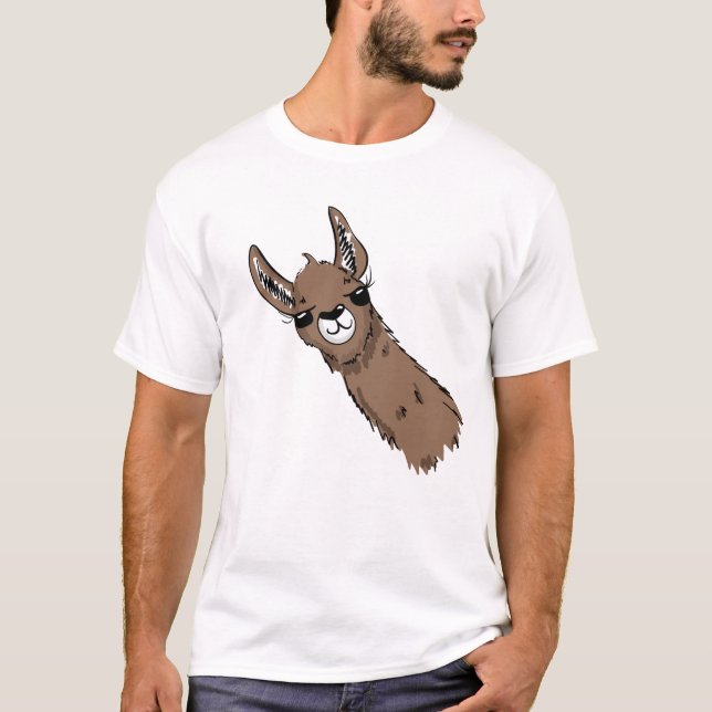 Fun Brown Llama Head T-Shirt (Vorderseite)