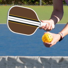 Fun Brown Slim Schwarz-weiße vertikale Streifen Pickleball Schläger