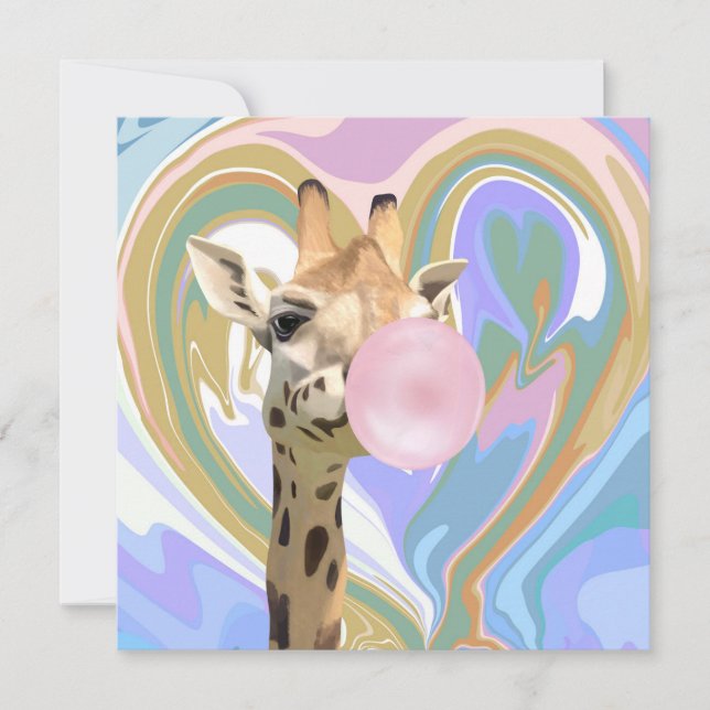 Fun Bubblegum Blasen Giraffe Liquid Swirl Blau (Vorderseite)