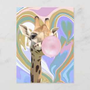 Fun Bubblegum Blasen Giraffe Liquid Swirl Blau Postkarte