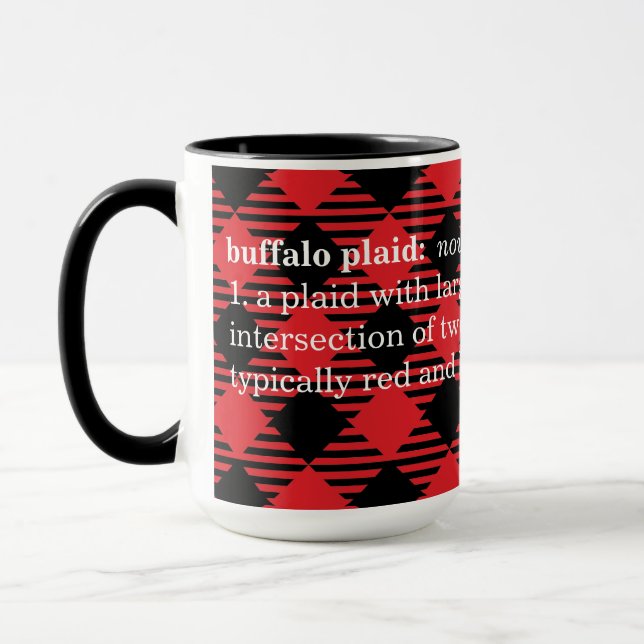 Fun "Buffalo Kariert" Kaffee Tasse - Rot und Schwa (Links)