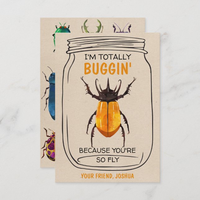 Fun Bug Valentinstag Card Beatle Dankeskarte (Vorne/Hinten)